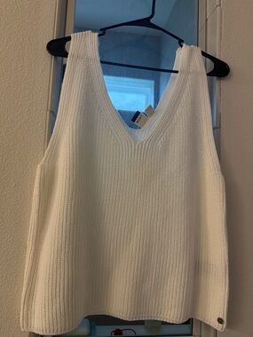 Roxy White Knit V-Neck Tank
